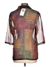 Studio Color Block Brown 3/4 Sleeve Button-Down Shirt Size L (estimated) - photo 2