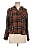 BeachLunchLounge 100% Rayon Plaid Brown 3/4 Sleeve Button-Down Shirt Size L - photo 1
