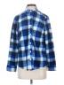 Riders by Lee 100% Polyester Checkered-gingham Blue Long Sleeve Blouse Size S - photo 1