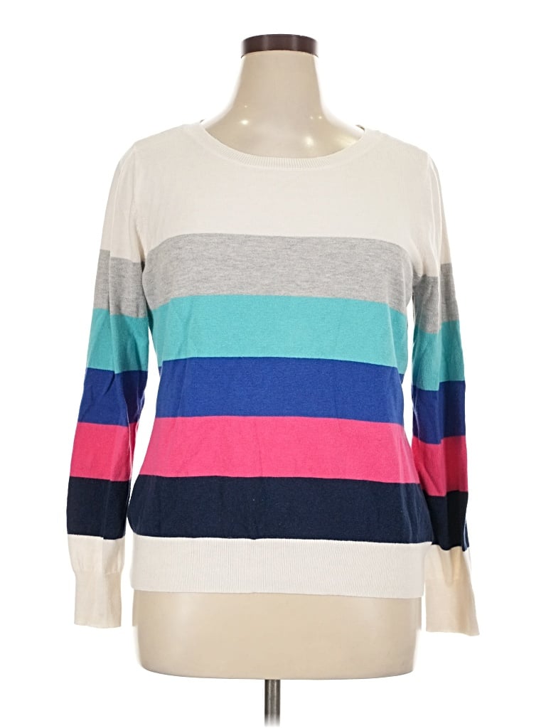 Pre-owned Liz Claiborne Pullover Sweater In White