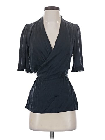 BCBGMAXAZRIA Short Sleeve Silk Top (view 1)