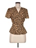 Vixbe 100% Polyester Animal Print Brown Short Sleeve Blouse Size M - photo 1