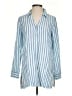 Soft Surroundings 100% Cotton Stripes Blue 3/4 Sleeve Button-Down Shirt Size XS - photo 1
