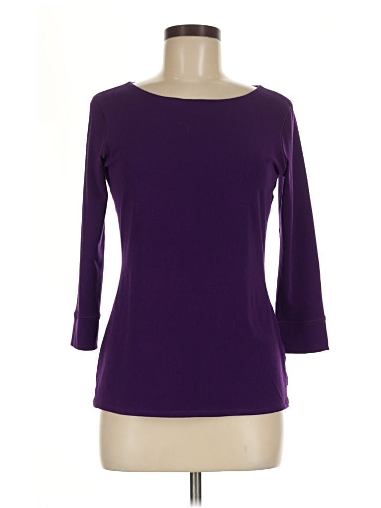 Pre-owned Eva Varro 3/4 Sleeve Top Purple Boatneck Tops