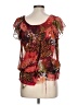 Signature 100% Polyester Red Short Sleeve Blouse Size L - photo 2