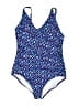 Speedo Print Blue One Piece Swimsuit Size 16 - photo 1