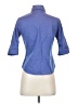 At Last 100% Cotton Blue 3/4 Sleeve Button-Down Shirt Size S - photo 2