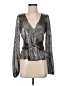 ML Monique Lhuillier Metallic Silver Long Sleeve Blouse Size XS - photo 1