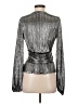 ML Monique Lhuillier Metallic Silver Long Sleeve Blouse Size XS - photo 2