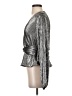 ML Monique Lhuillier Metallic Silver Long Sleeve Blouse Size XS - photo 5