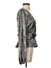 ML Monique Lhuillier Metallic Silver Long Sleeve Blouse Size XS - photo 4