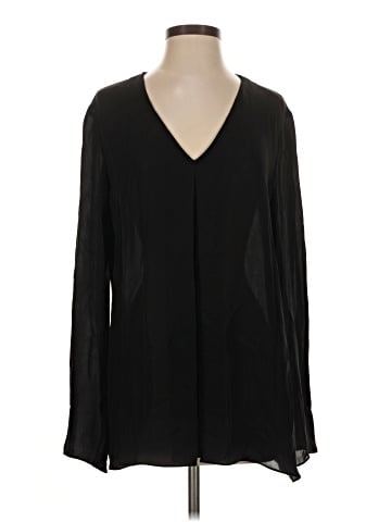 Theory Long Sleeve Silk Top (view 1)