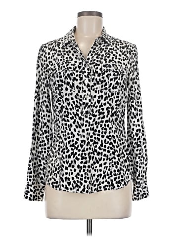 White House Black Market Long Sleeve Silk Top (view 1)