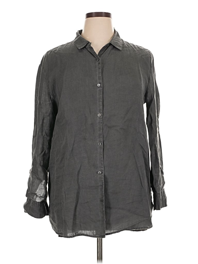 Pre-owned James Perse Long Sleeve Button Down Shirt In Gray
