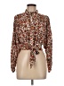 Cynthia Rowley Animal Print Brown Long Sleeve Blouse Size M - photo 1