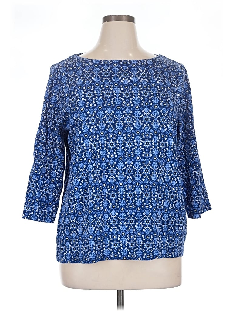 Pre-owned Croft & Barrow 3/4 Sleeve T-shirt In Blue