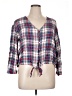 Lane Bryant 100% Rayon Plaid Blue 3/4 Sleeve Button-Down Shirt Size 14 - photo 1