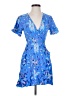 Rainbow Jo 100% Rayon Paisley Blue Cocktail Dress Size XS - photo 1