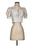 Romwe 100% Polyester Ivory Short Sleeve Blouse Size 4 - photo 1