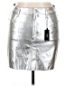 Express 100% Polyester Metallic Silver Faux Leather Skirt Size 14 - photo 1