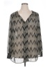 Bellatrix 100% Polyester Chevron-herringbone Gray Long Sleeve Blouse Size 2X - photo 1