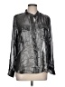 Banana Republic 100% Polyester Metallic Silver Long Sleeve Blouse Size Lg Petite - photo 1