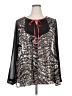 Alain Weiz 100% Polyester Animal Print Black 3/4 Sleeve Blouse Size 22 - photo 1