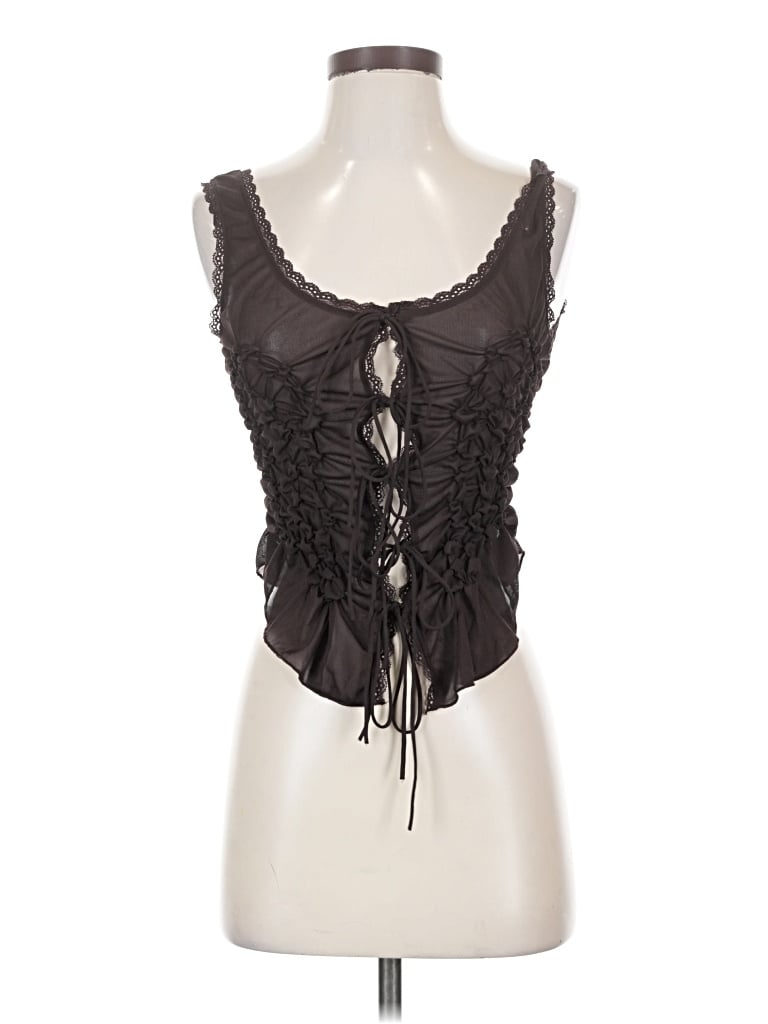 Pre-owned Zara Sleeveless Blouse In Black