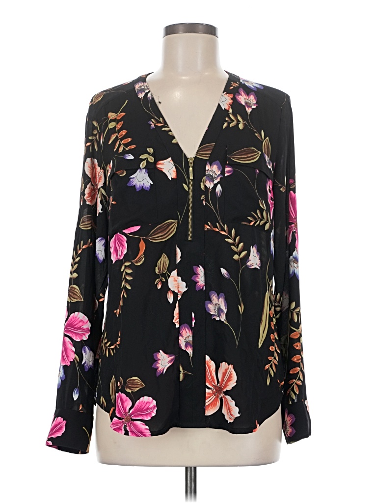 Pre-owned Express Long Sleeve Blouse In Black