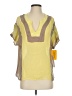 LeyenDecker 100% Silk Color Block Yellow Short Sleeve Silk Top Size 2 - photo 1