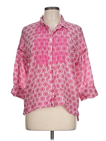 Pure Collection 3/4 Sleeve Button-Down Shirt (view 1)