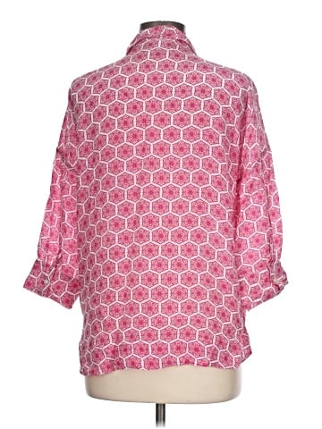Pure Collection 3/4 Sleeve Button-Down Shirt (view 2)