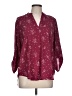 Lush 100% Polyester Stars Burgundy 3/4 Sleeve Blouse Size L - photo 1