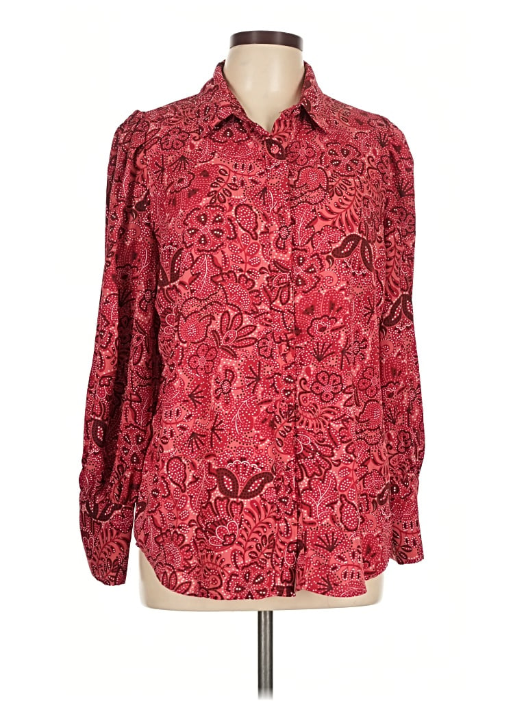Pre-owned Btfbm Long Sleeve Blouse In Burgundy