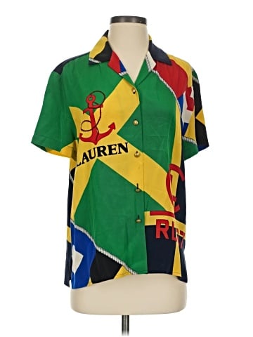Lauren by Ralph Lauren Short Sleeve Silk Top (view 1)