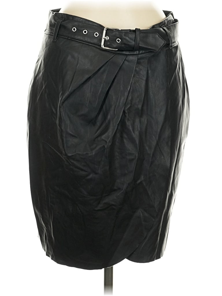 Pre-owned Express Faux Leather Skirt In Black