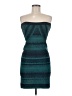 Herve Leger Chevron-herringbone Teal Cocktail Dress Size M - photo 1
