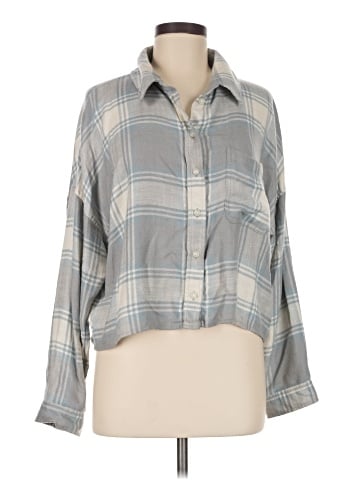 American Eagle Outfitters 3/4 Sleeve Button-Down Shirt (view 1)