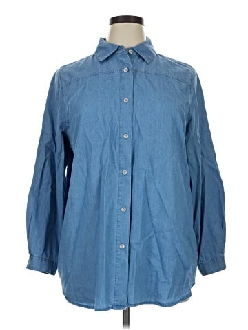 Woman Within Long Sleeve Button-Down Shirt (view 1)