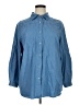 Woman Within 100% Cotton Blue Long Sleeve Button-Down Shirt Size 14 (M) - photo 1