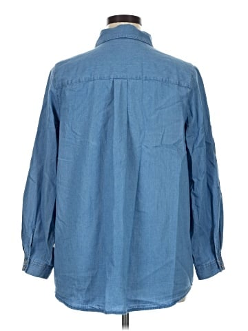 Woman Within Long Sleeve Button-Down Shirt (view 2)