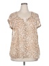 Old Navy 100% Polyester Animal Print Tan Short Sleeve Blouse Size XXL - photo 1