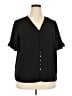 CeCe 100% Polyester Black Short Sleeve Blouse Size 2X - photo 1