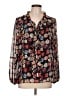 DKNY 100% Polyester Floral Black Long Sleeve Blouse Size L - photo 1