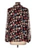 DKNY 100% Polyester Floral Black Long Sleeve Blouse Size L - photo 2
