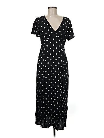 Madewell Flutter-Sleeve V-Neck Midi Dress in Polka Dot (view 1)