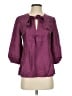 Context 100% Silk Purple 3/4 Sleeve Silk Top Size 4 - photo 1
