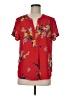 Van Heusen 100% Polyester Floral Red Short Sleeve Blouse Size M - photo 1