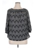 Sandra Ingrish 100% Polyester Chevron-herringbone Gray 3/4 Sleeve Blouse Size L - photo 1