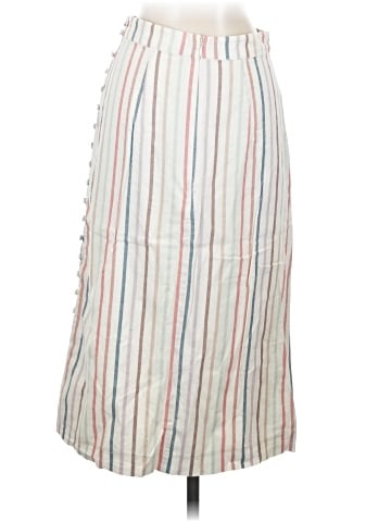 Madewell Button Slit Midi Skirt in Flecked Rainbow Stripe (view 2)